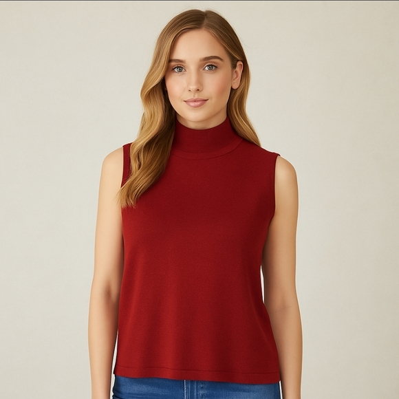 Cato Woman Red Sleeveless Mock Turtleneck Plus Sz 22/24 - Picture 1 of 8